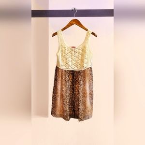 V Cristina Cream and Leopard Dress